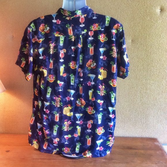 Island Haze XL Men's Hawaiian Tropical Cocktail Short Sleeve Button Down - Picture 5 of 8